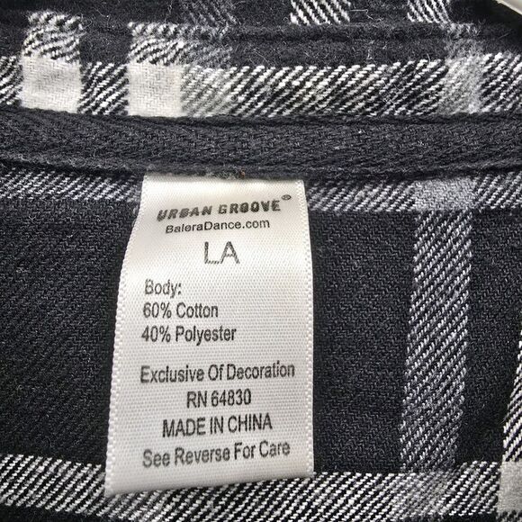 Urban Groove Buffalo Plaid Flannel Shirt Black White Sz Large (A9) - Picture 4 of 7